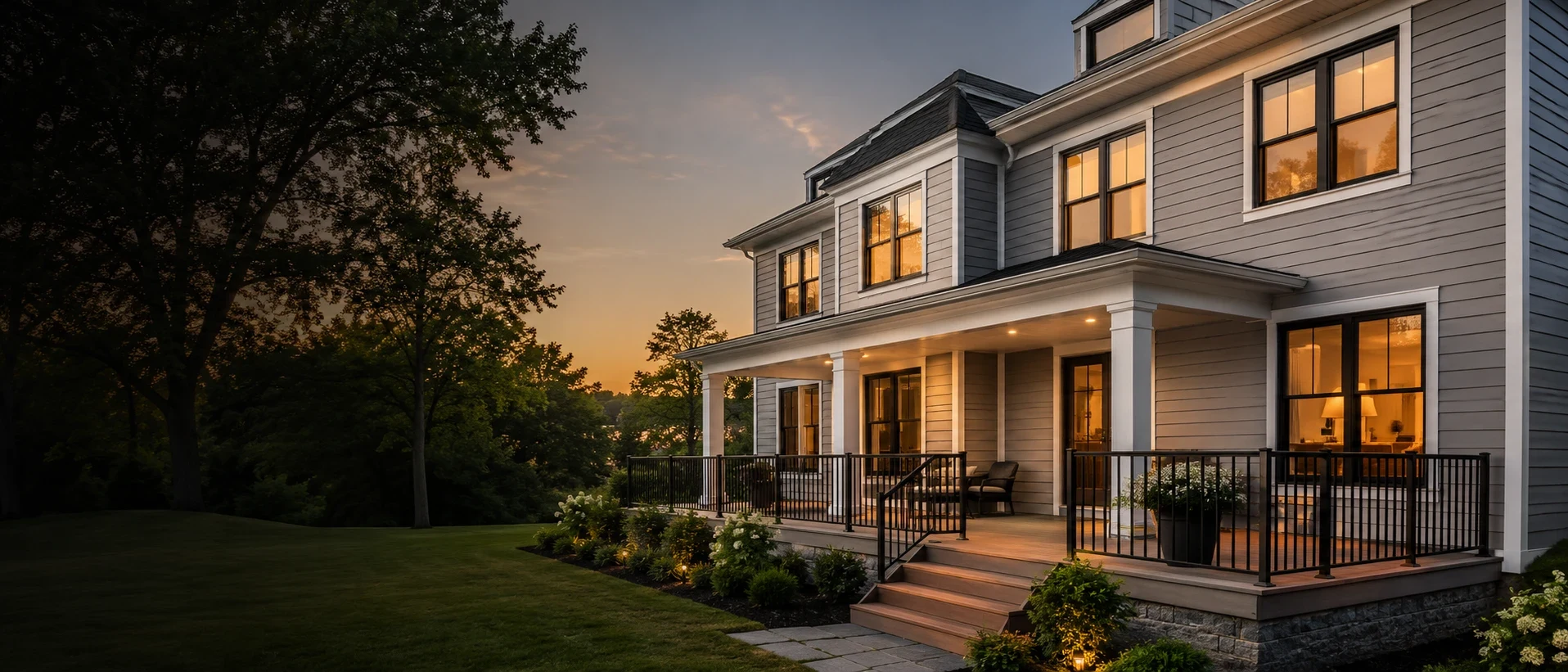 finished home exterior — siding, windows and deck